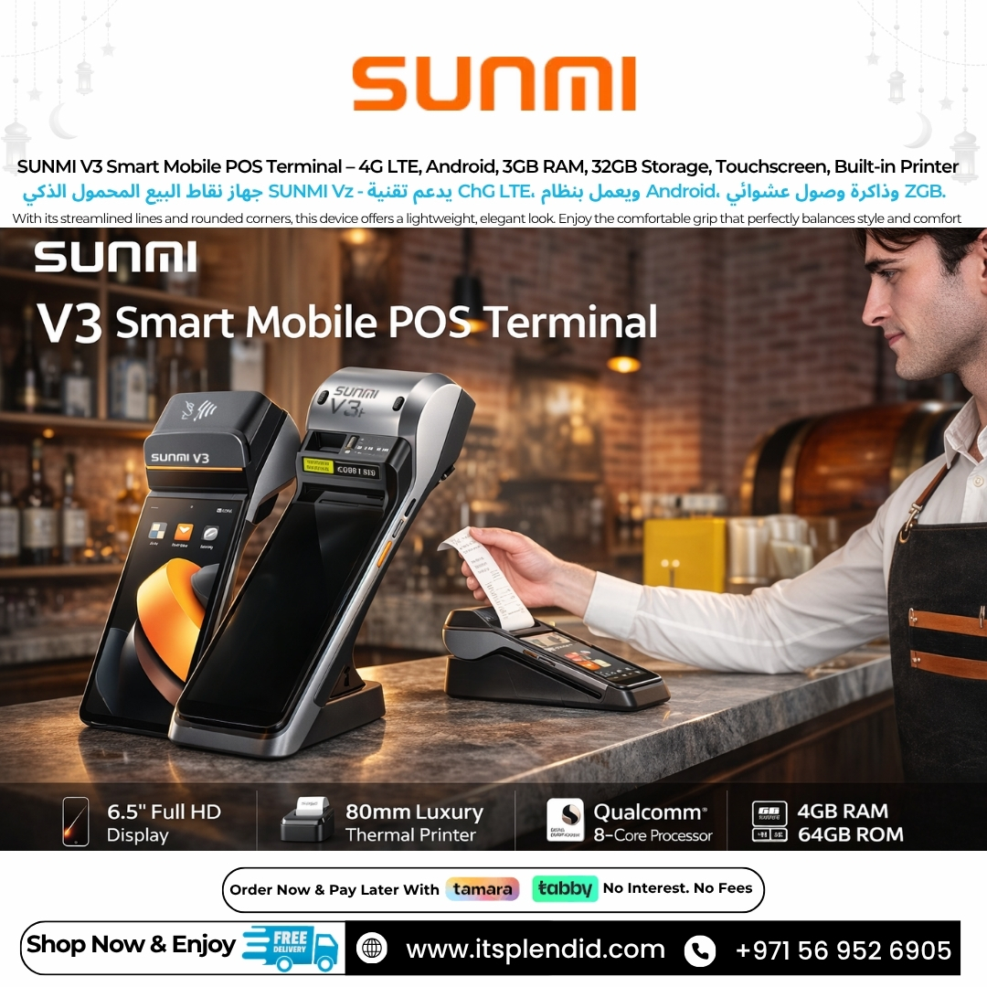 SUNMI V3 Smart Mobile POS Terminal – 4G LTE, Android, 3GB RAM, 32GB Storage, Touchscreen, Built-in Printer 25.02.2026